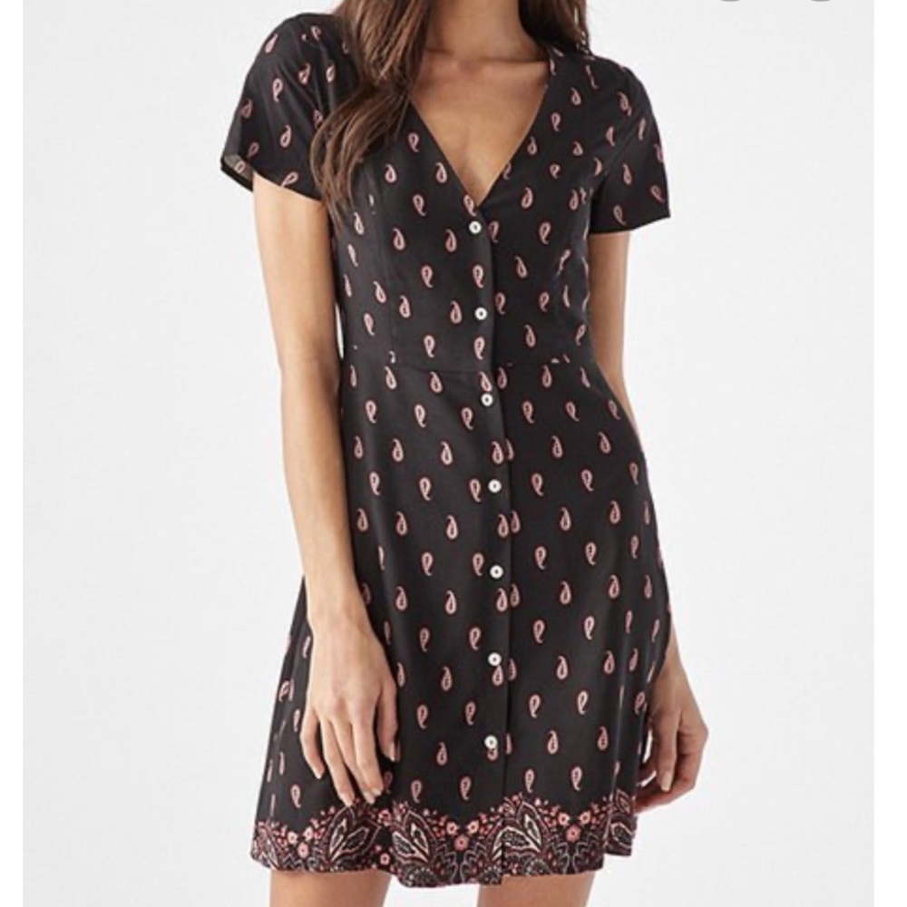 JUST FAB Button Down Paisley Dress